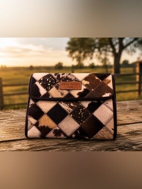 Brown Cowhide Patch Travel Bag